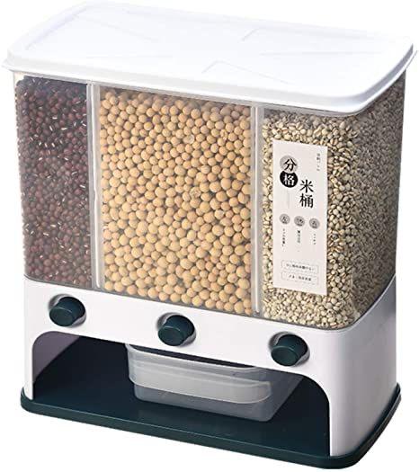 3-in-1 Dry Food Dispenser – Airtight Cereal, Rice & Pulses Storage Container with Measured Portion Control
