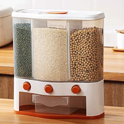 3-in-1 Dry Food Dispenser – Airtight Cereal, Rice & Pulses Storage Container with Measured Portion Control