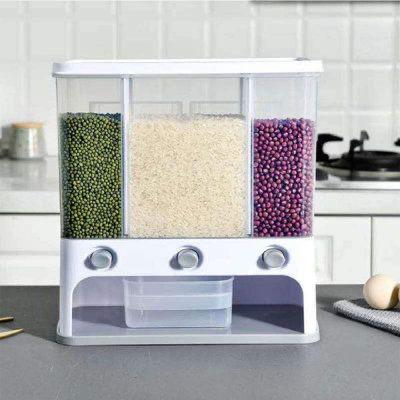 3-in-1 Dry Food Dispenser – Airtight Cereal, Rice & Pulses Storage Container with Measured Portion Control