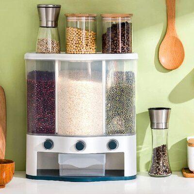3-in-1 Dry Food Dispenser – Airtight Cereal, Rice & Pulses Storage Container with Measured Portion Control