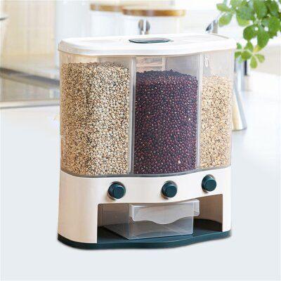 3-in-1 Dry Food Dispenser – Airtight Cereal, Rice & Pulses Storage Container with Measured Portion Control